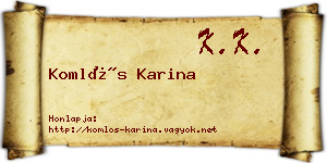 Komlós Karina névjegykártya